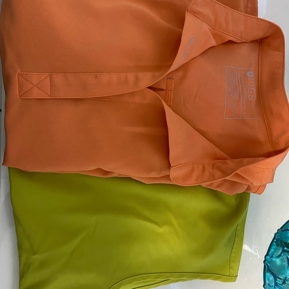 Figs Bright Orange and Lime Green Scrub Tops